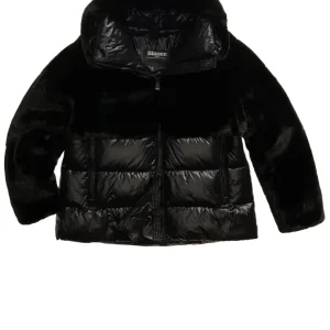 Blauer Giacca da donna in nylon e pelliccia Fanevil nero