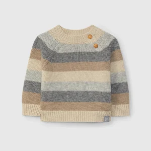 Maglioncino Righe Bambino Lana Merino Cashmere - Bottoni Legno Snug