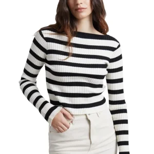 24Colours Maglia a righe manica lunga da donna 41148A