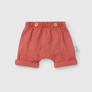 Pantaloncino in lino corallo