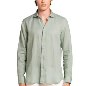Impure Camicia da uomo in lino Riley Verde acqua