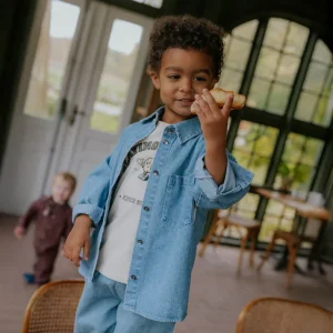 Camicia in denim con righe laterali