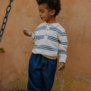 Polo Bambino a Righe Benny – Cotone 100% con Maniche Lunghe e Colletto Classico