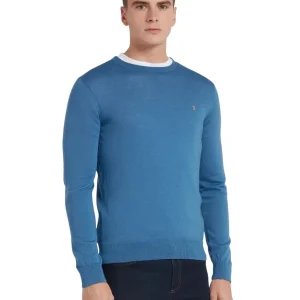 Farah Maglia in lana merino da uomo Mullen  Blu chiaro