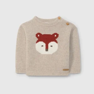 Maglione Bambino Lavorato a Maglia Cashmere – Intarsi Figurativi, Bottoni Legno Spalla | Laranjinha