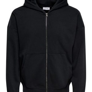Only & Sons Felpa con zip e cappuccio da uomo Turner nera