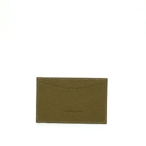 portacarte 2 in pelle verde oliva