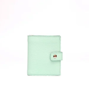 Portafoglio cara in pelle acquamarina