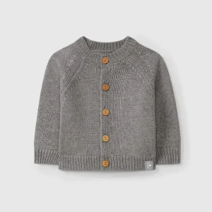 Cardigan Neonato Lana Merino Cashmere - Lavorato Maglia Scollo Rotondo Bottoni Legno Snug