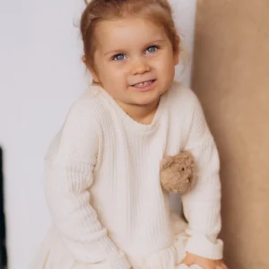 Vestito Bambina Orsetto Gonna Tulle - Cotone GOTS Certificato Woolyorganic